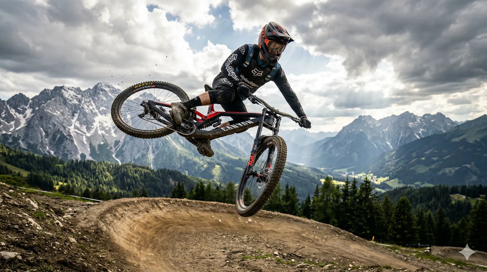 Alpines Gelände mit Mountainbike-Strecke